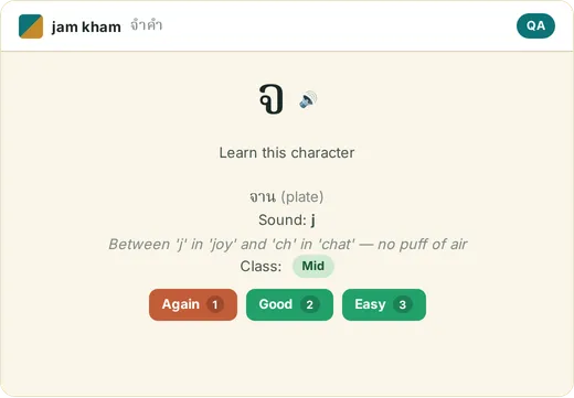 A 'learn this character' teach card