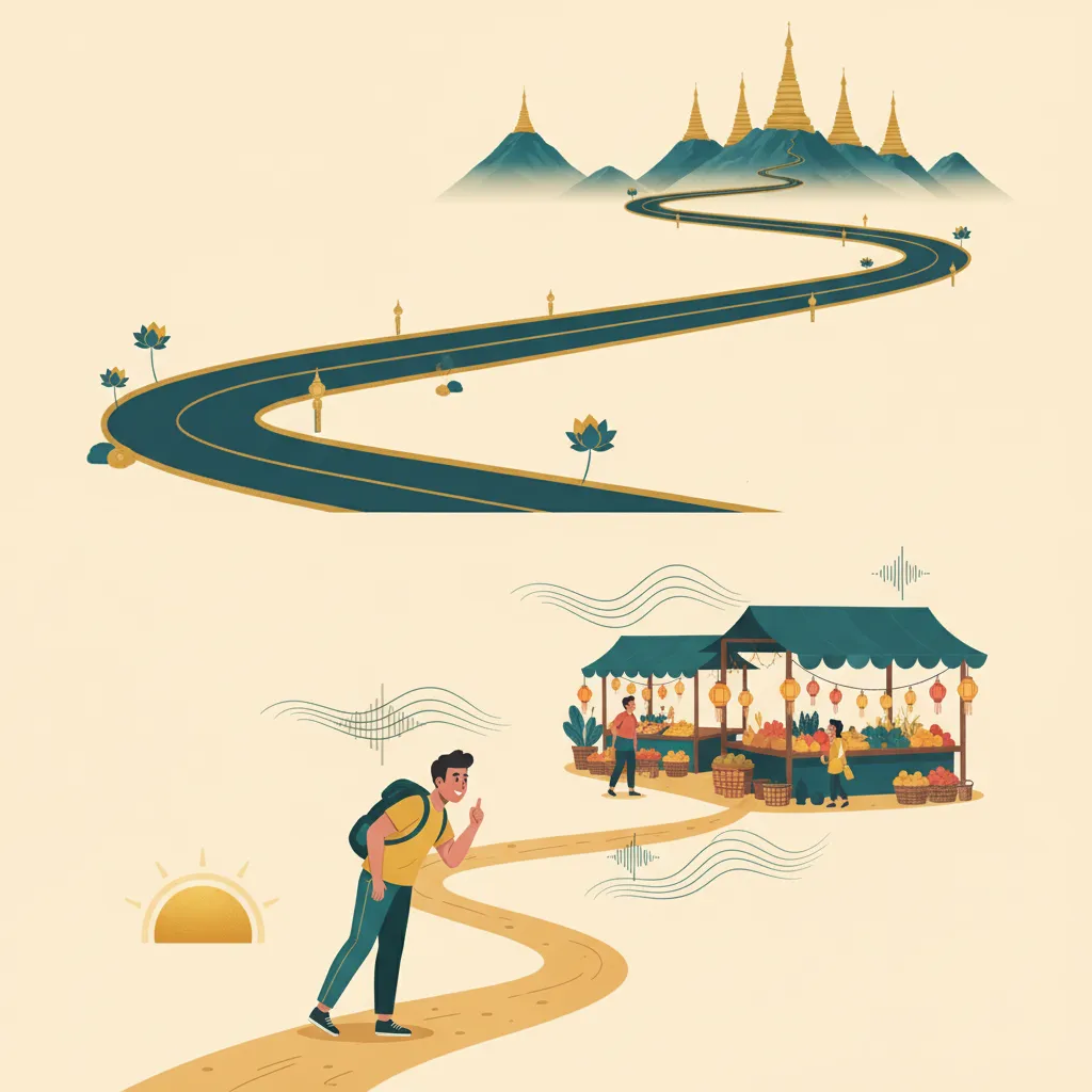 Two paths diverging — one long and mountainous for full mastery, one short and vibrant for travel-ready Thai