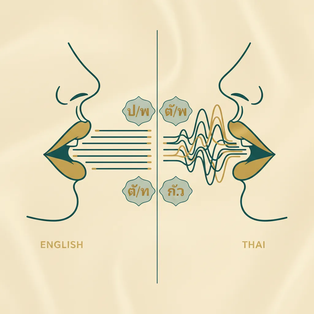 Close-up of mouth position diagrams for Thai consonant sounds