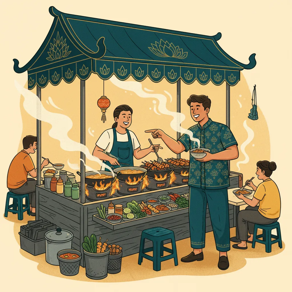 Savvy traveler ordering from a Bangkok street food stall like a regular